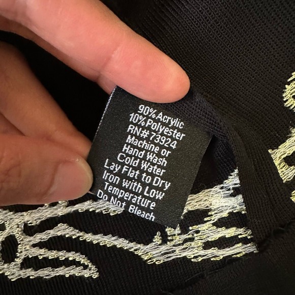 MISOOK Embroidered One Button Knit Suit Jacket Black Shoulder Padded - Picture 8 of 9